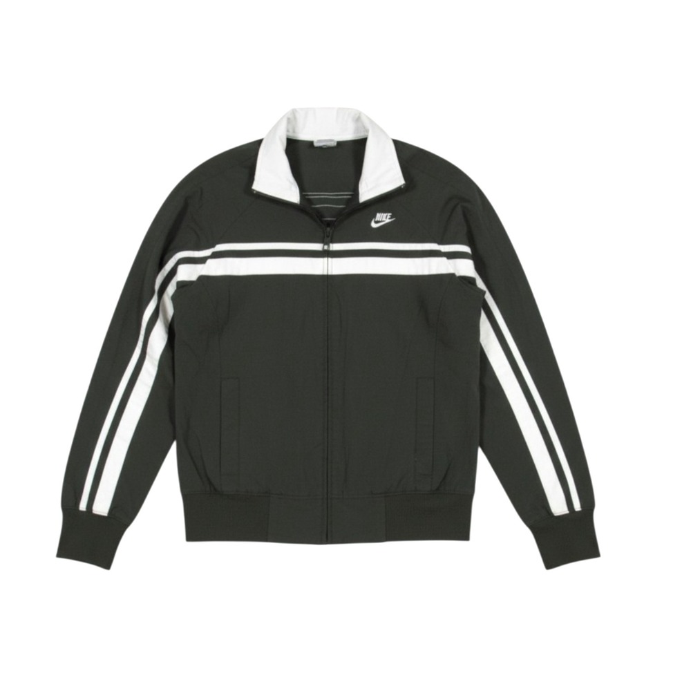 NIKE Women's GREEN w/Stripes Full-Zip POCKETS Active WINDBREAKER JACKET S (4-6)